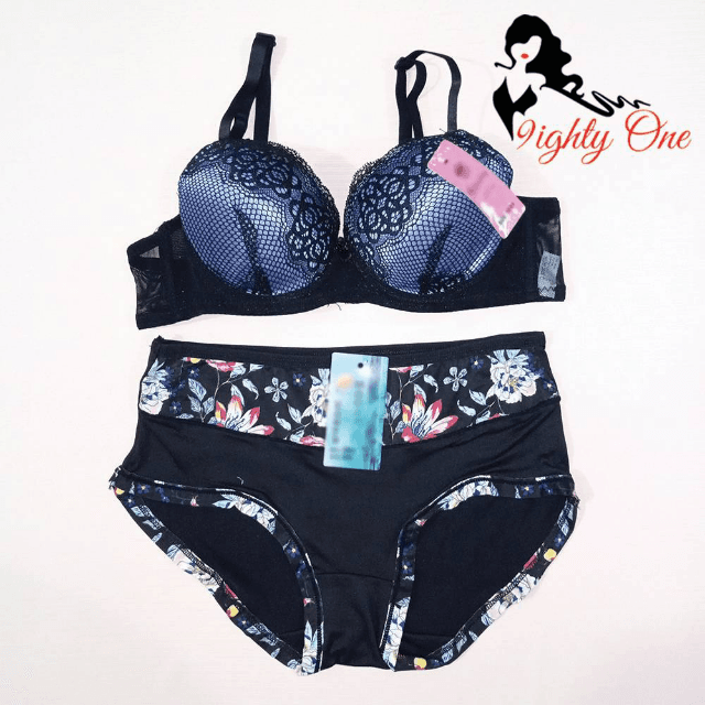 Black Blue BRA & Panty 2p Set